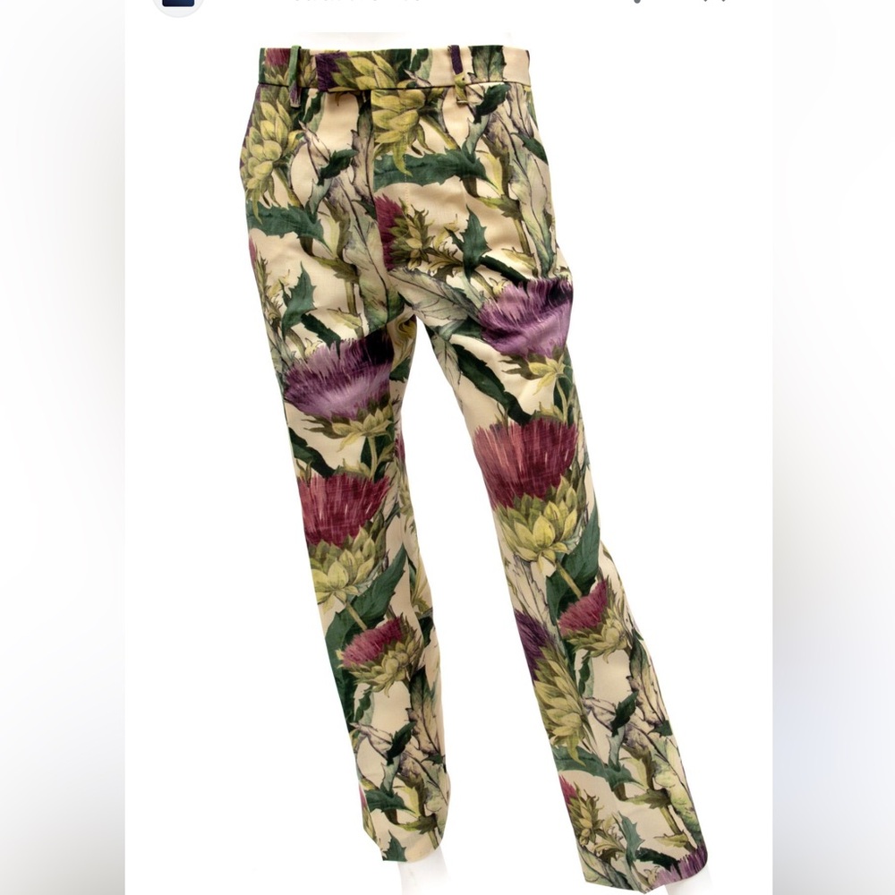 NWOT Gucci Fall 2015 floral twill trousers pant, size EU 36/ US 2